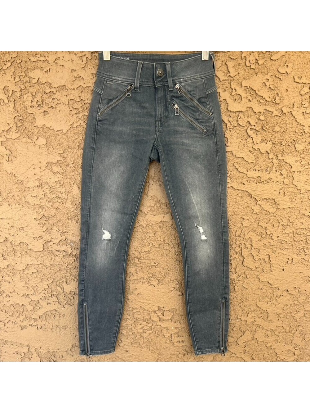 G-Star RAW Lynn Biker Mid Super Skinny Ankle Zip 24x30 Grey Moto Streetwear